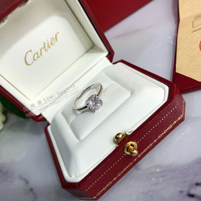 Cartier首飾 卡地亞2克拉鑽 S925純銀 牛角戒指  zgk1428